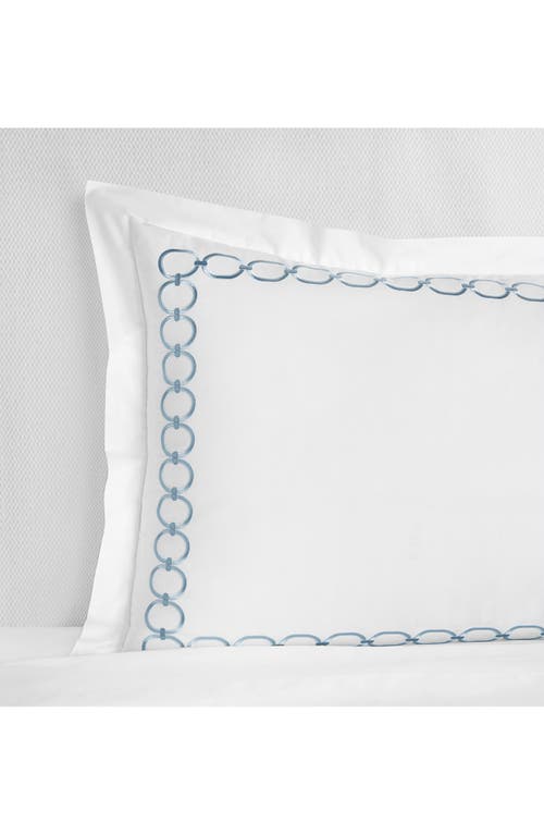 SFERRA Catena Cotton Percale Boudoir Pillow Sham in White/Sea at Nordstrom