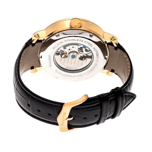 Heritor Automatic Aries Skeleton Dial Bracelet Watch In Black/gold