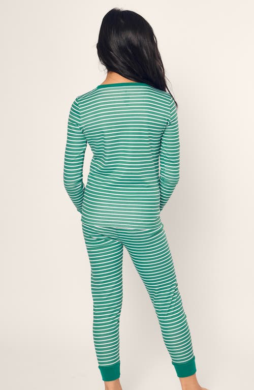 Petite Plume Boy's Striped Two-piece Pajama Set In Green
