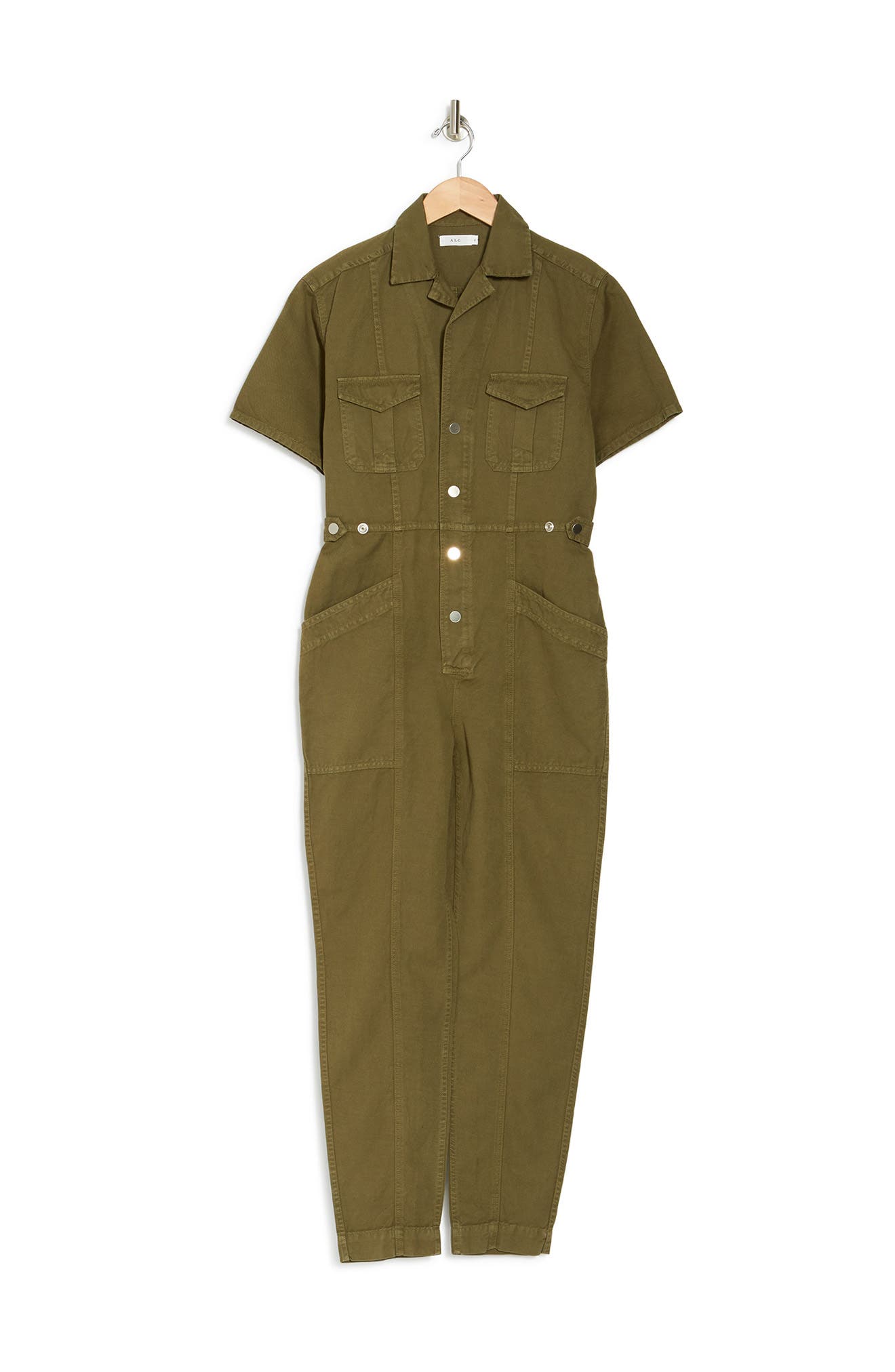 A.l.c Petra Short Sleeve Utility Jumpsuit In Army