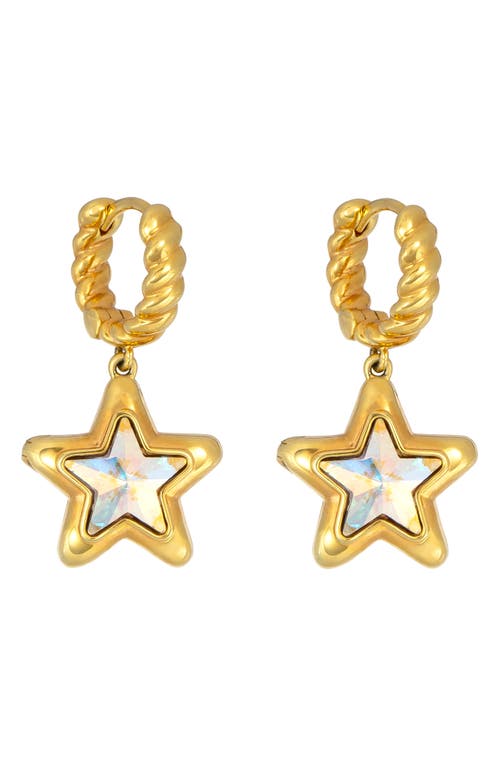 July Child Starburst Locket Drop Huggie Hoop Earrings in Gold/Star Shaped Crystal at Nordstrom