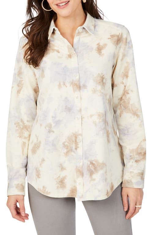 Foxcroft Zoey Tie Dye Button-Up Shirt Ivory Multi at Nordstrom,