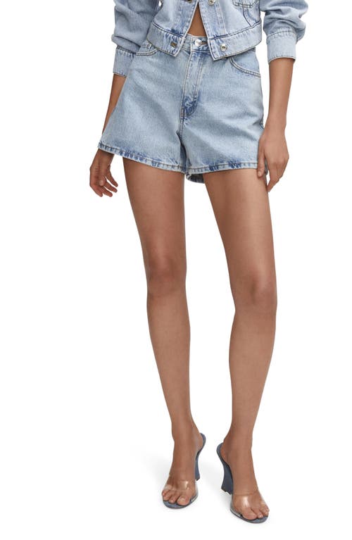 MANGO High Waist Jean Shorts in Light Blue at Nordstrom, Size 6