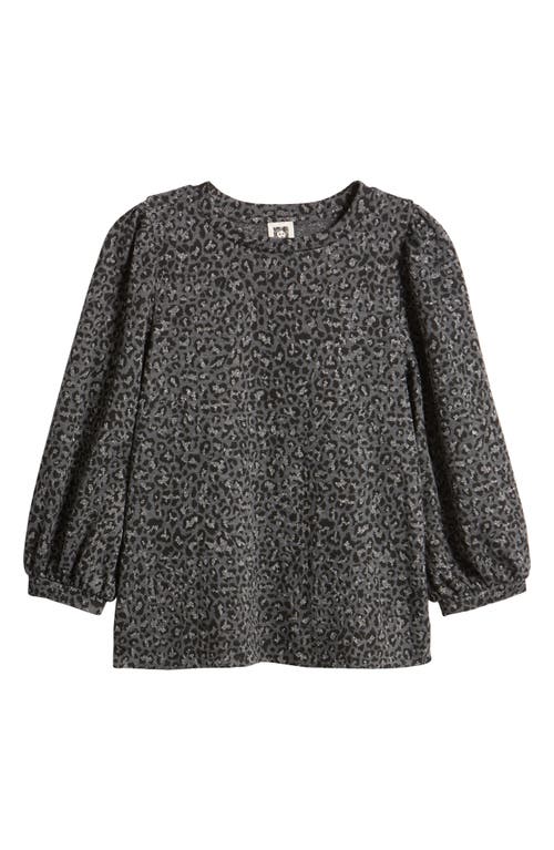 Shop Anne Klein Animal Jacquard Top In Mid Heather Grey Multi