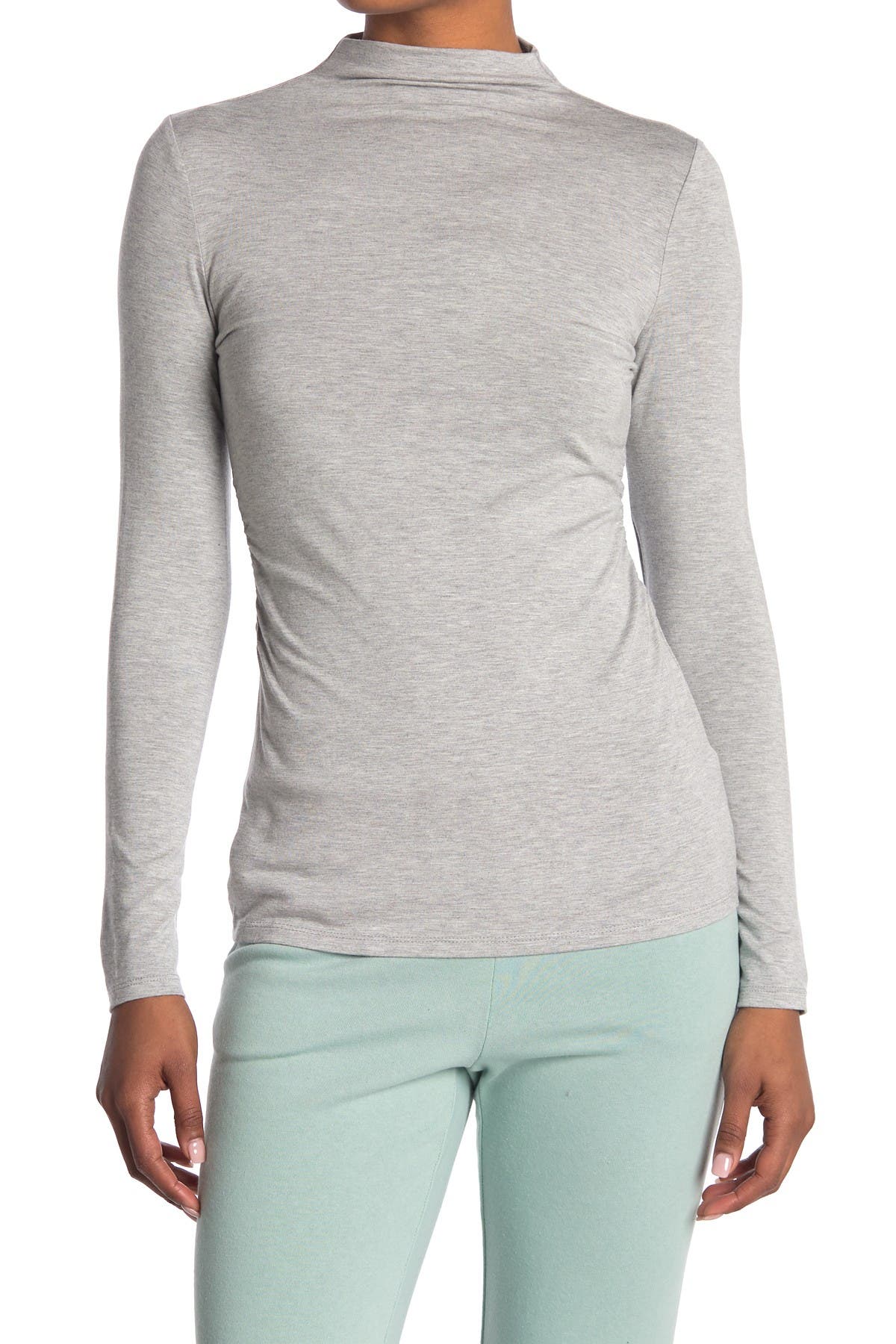 gray mock neck top