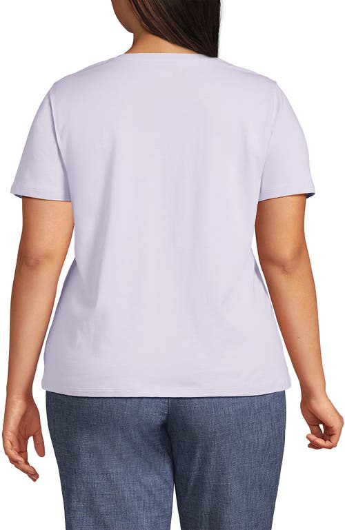 Shop Lands' End Plus Size Relaxed Supima Cotton V-neck T-shirt In Pale Lilac Frost