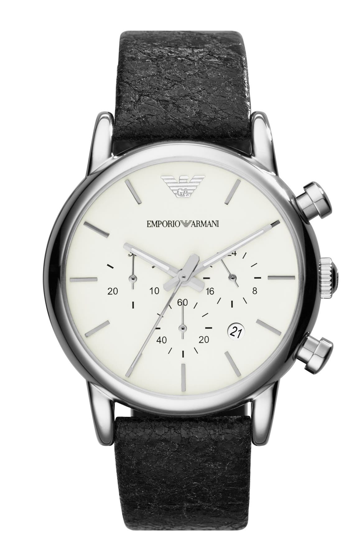 Emporio Armani Chronograph Leather Strap Watch, 41mm | Nordstrom