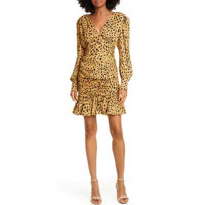 Nicholas Animal Print Silk Minidress, Yellow