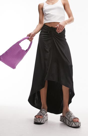 Topshop Drawstring Ruched High-Low Jersey Skirt | Nordstromrack