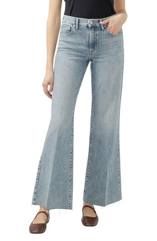 Shop Jag '70s Raw Hem Wide Leg Jeans In Seine Blue