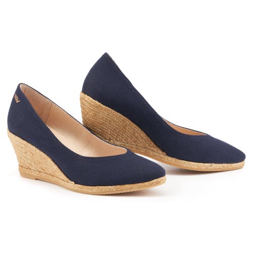 Viscata Roses Canvas V Cut Espadrille Wedges In Navy