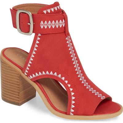 Very Volatile Yankee Embroidered Shield Sandal, Red
