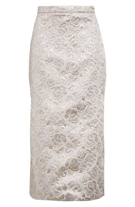 ERDEM ERDEM PLEATED BACK FLORAL CLOQUÉ MIDI SKIRT