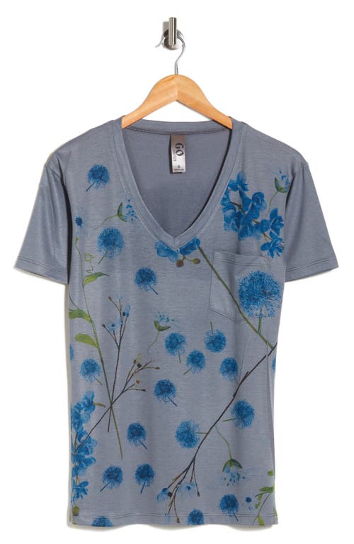 Go Couture Deep V-neck Boyfriend T-shirt In Blue Cornflowers