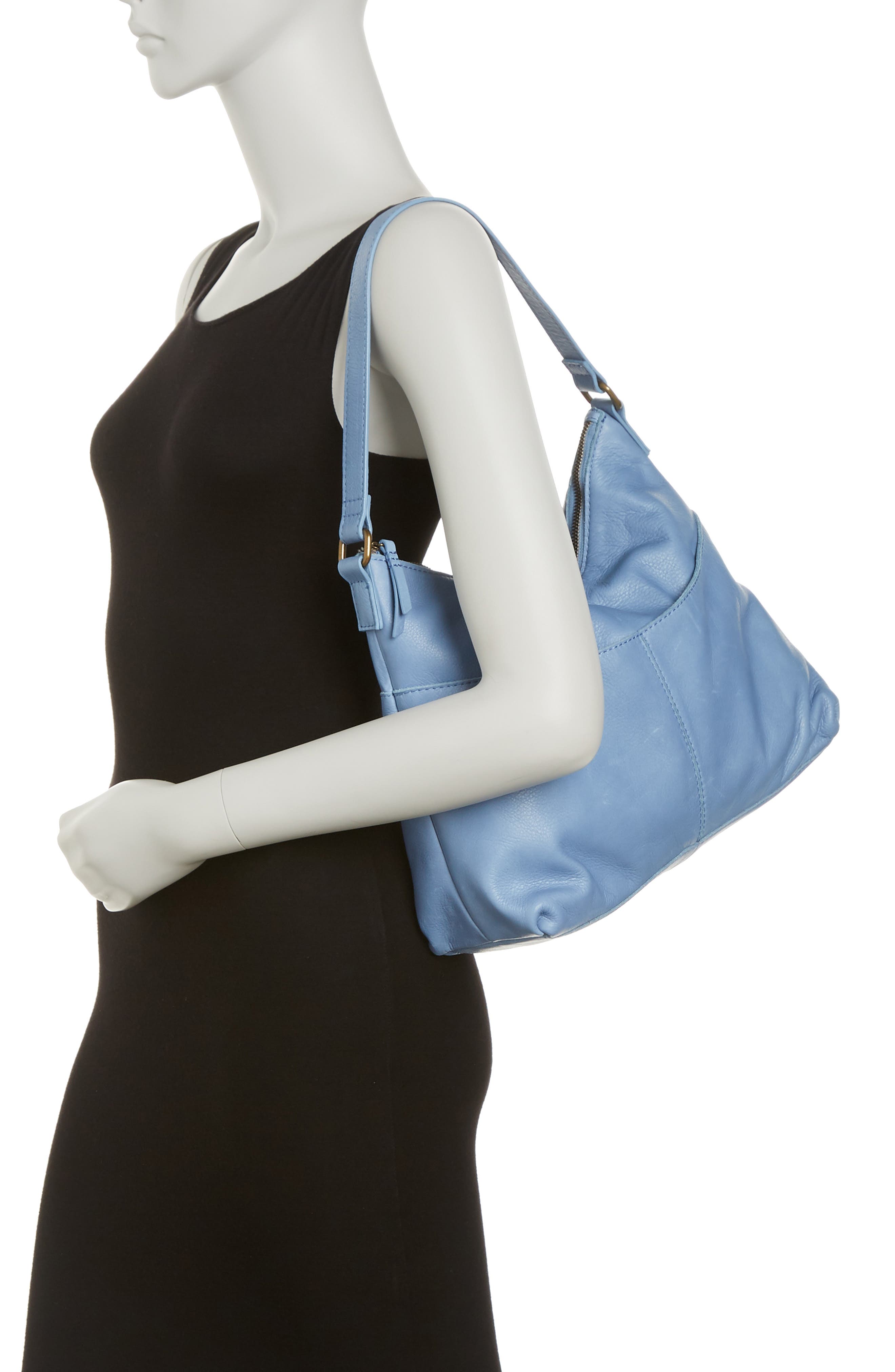 American Leather Co. Marion Smooth Leather Hobo Bag In Glacier Blue Smooth