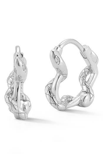 Sphera Milano Snake Huggie Hoop Earrings In Silver