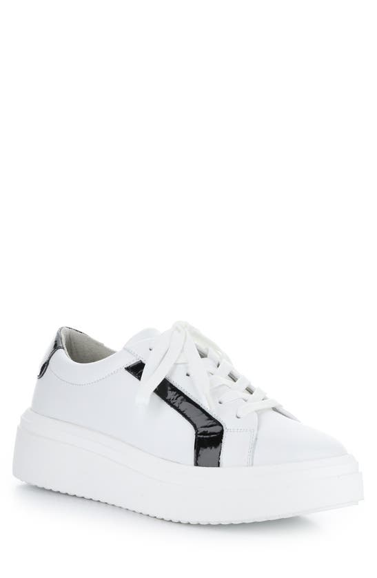 Bos. & Co. Flavia Platform Sneaker In White/ Black Feel/ Patent