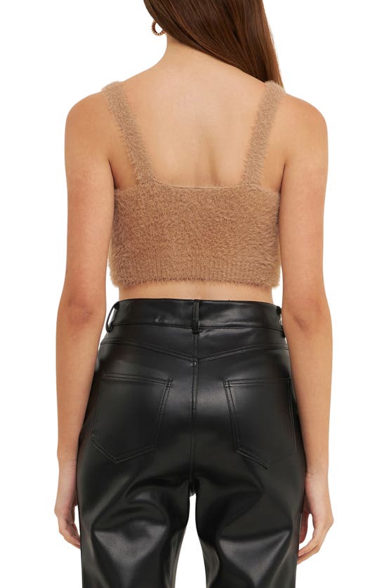 Shop Grey Lab Plush Crop Sweater Camisole In Beige