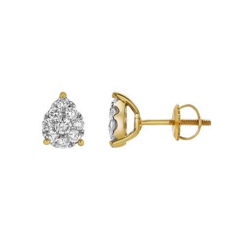 Luvmyjewelry Poire 14k Yellow Gold Cluster Lab Grown Diamond Unisex Earrings In 14k Yellow Gold