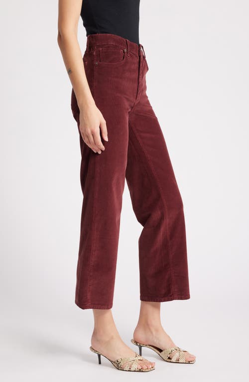 Shop Frame Le Sleek Corduroy Ankle Straight Leg Pants In Dark Burgundy