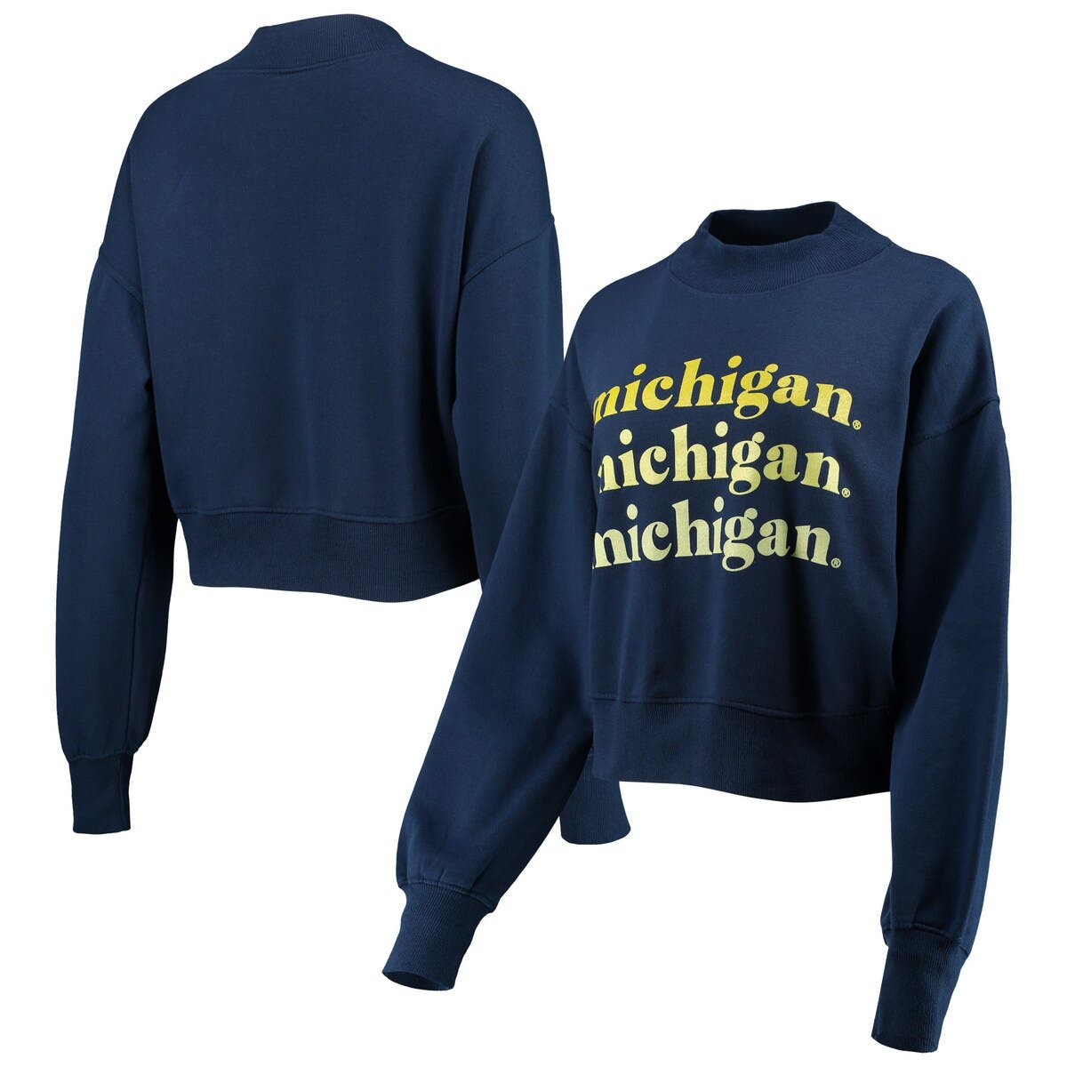 CHICKA-D Women's chicka-d Navy Michigan Wolverines Heavyweight Hailey Cropped Sweatshirt at Nordstrom