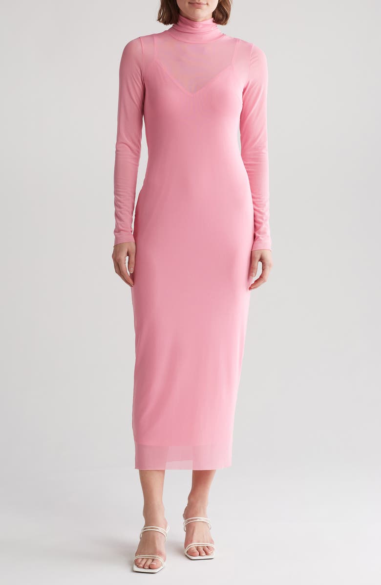 TURTLENECK MESH DRESS FAME FEVER
