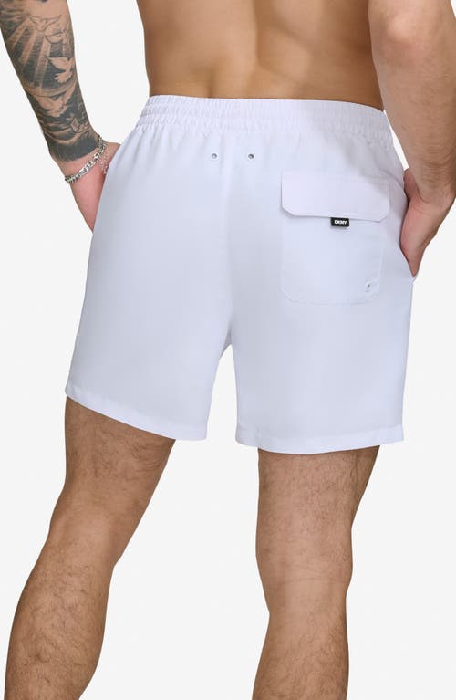 Dkny Core Solid Swim Trunks In White