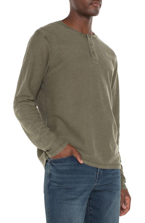 Shop Liverpool Textured Long Sleeve Henley In Sea Turtle