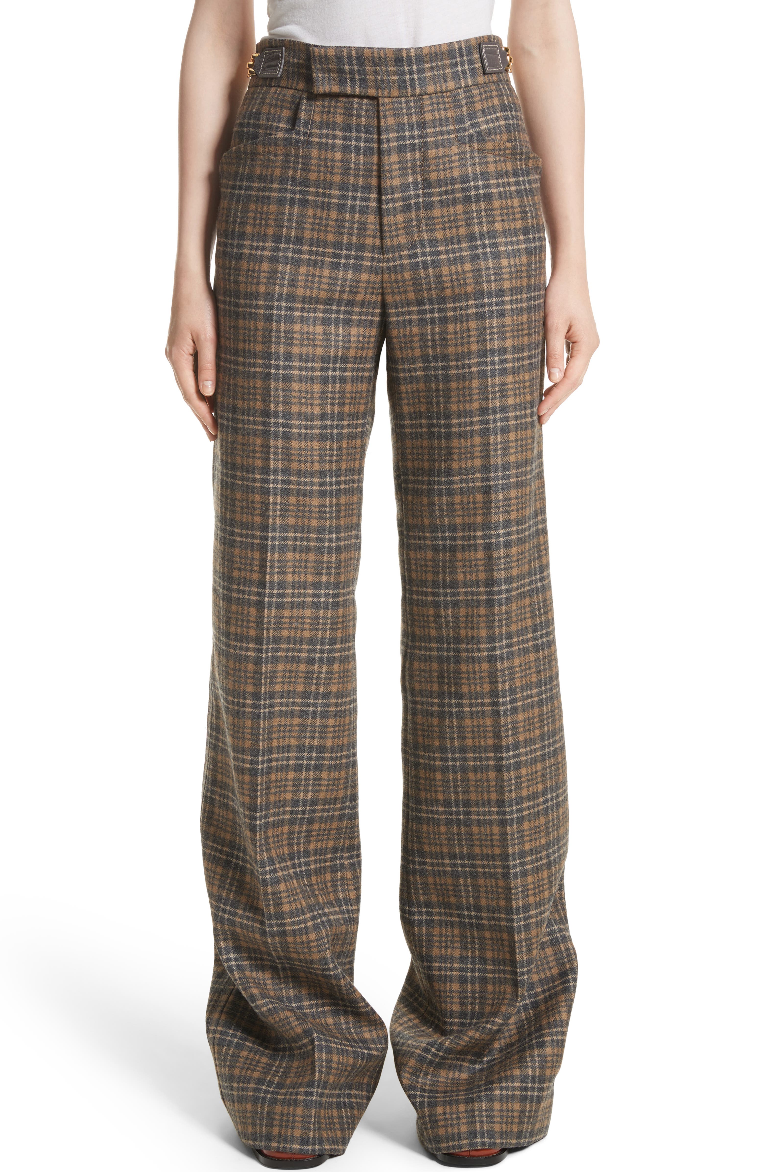 MARC JACOBS Plaid Wool Blend Wide Leg Pants Nordstrom