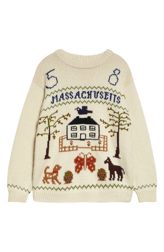 Shop Bode Homestead Sampler Wool Sweater In Cream