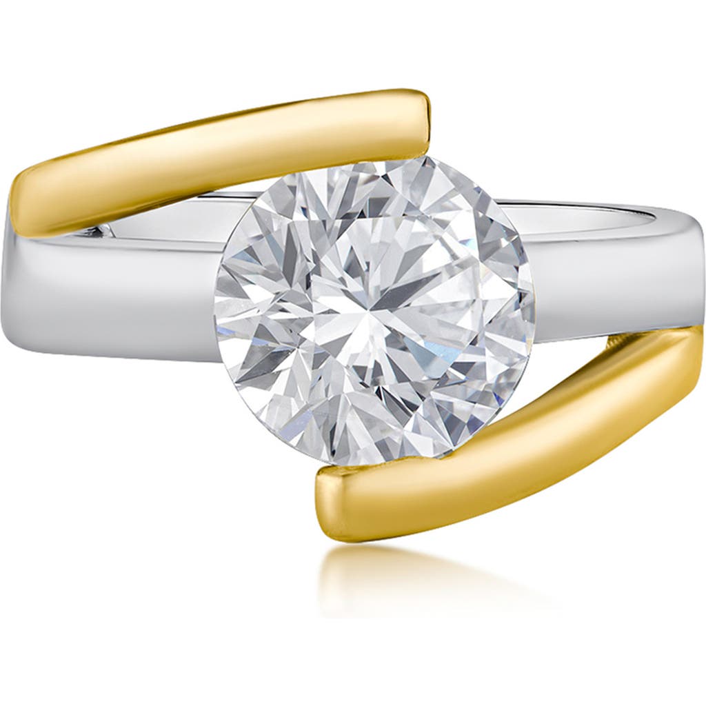 Shop Cz By Kenneth Jay Lane Cz Nest Band Ring In Clear/two Tone
