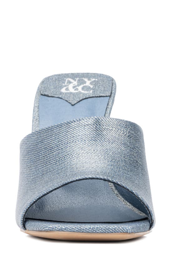 New York And Company Delara Croc Embossed Heeled Sandal In Blue