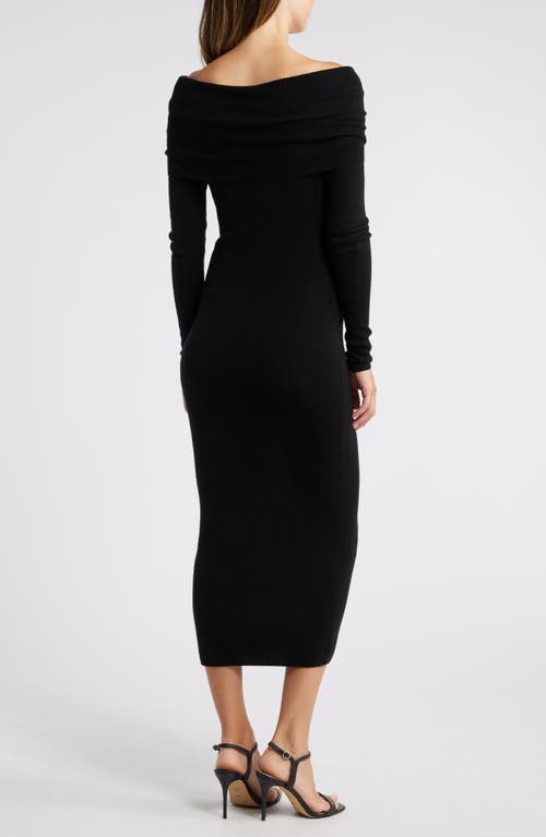 Shop Charles Henry Off The Shoulder Long Sleeve Sweater Dress In Black