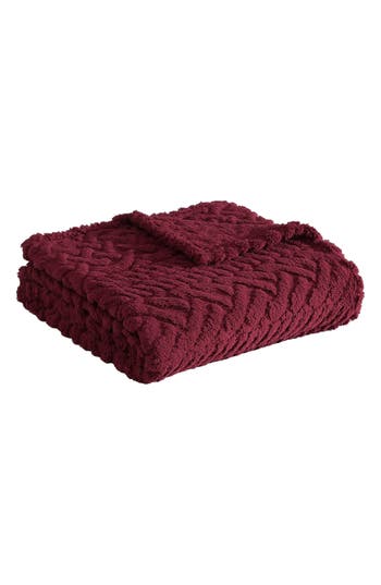 Nautica Declan Sherpa Reversible Throw Blanket In Red