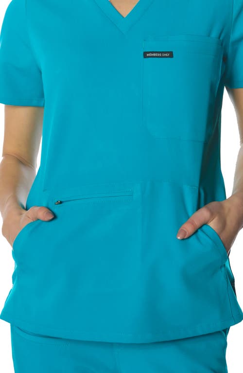 Shop Members Only Cordoba 5-pocket Scrub Top In Teal