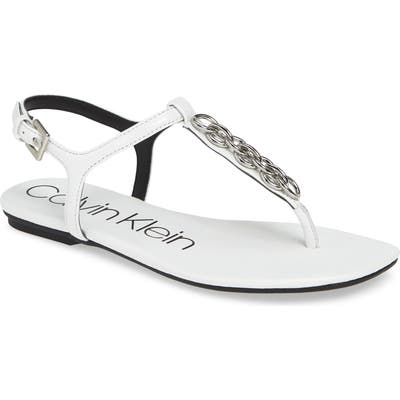 Calvin Klein Silva Thong Sandal, White