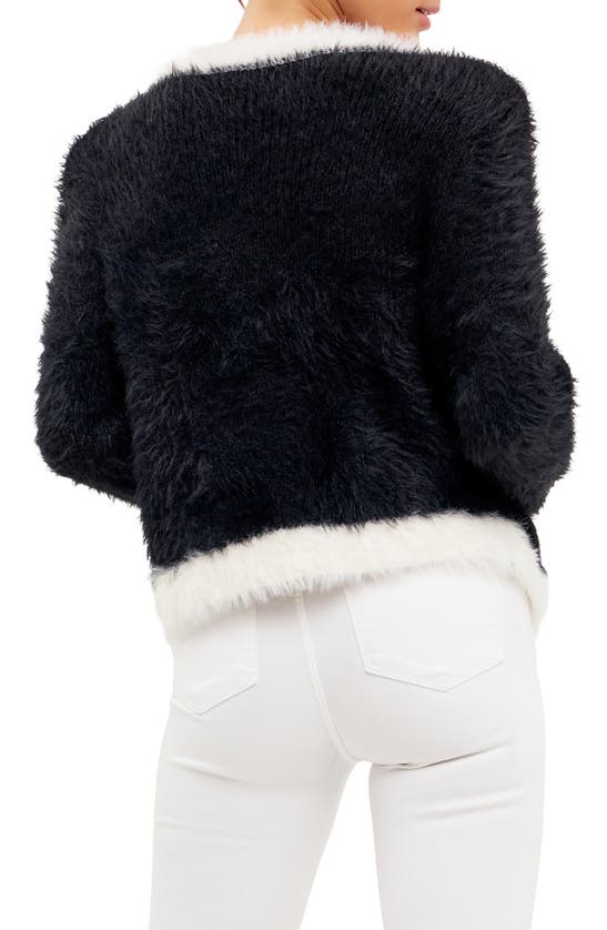 Endless Rose Shank Button With Color Block Cardigan In Black/ White