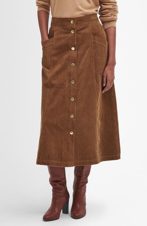 Shop Barbour Samara Cotton Corduroy Midi Skirt In Sienna