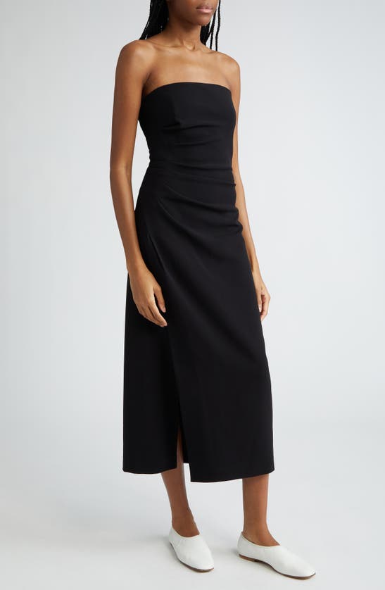 Shop Proenza Schouler Shira Strapless Matte Crepe Midi Dress In Black