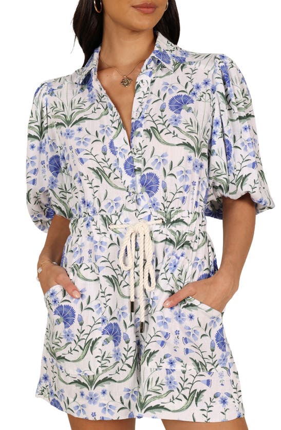 Petal And Pup Petal & Pup Annie Button Front Romper In Blue