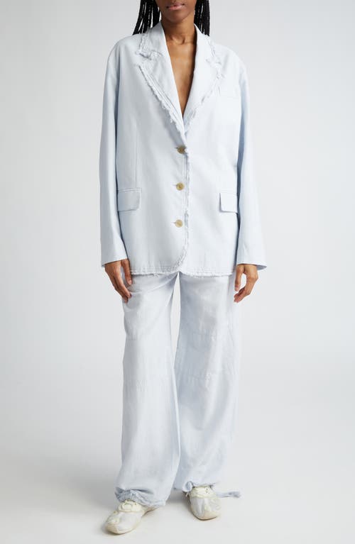 Shop Acne Studios Jimoni Raw Edge Cotton & Linen Blazer In Pale Blue