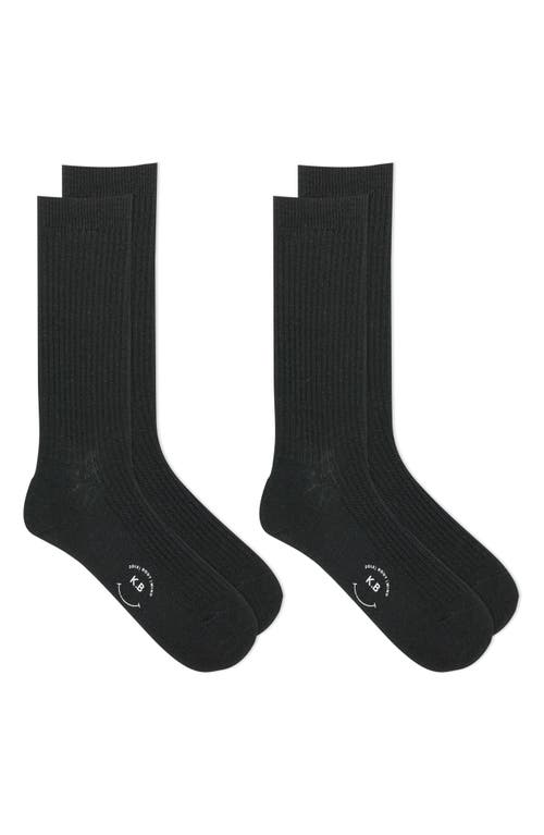 2-Pack Wool Blend Crew Socks in Black