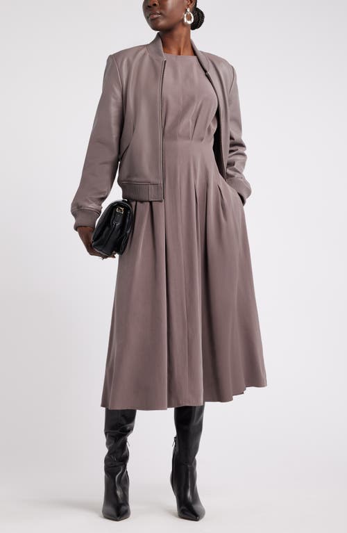 Nordstrom Pleated A-line Dress In Grey Plum