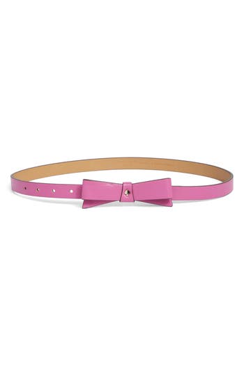Kate Spade New York Bow Belt With Spade In Rhododendron Grove/pale Gold
