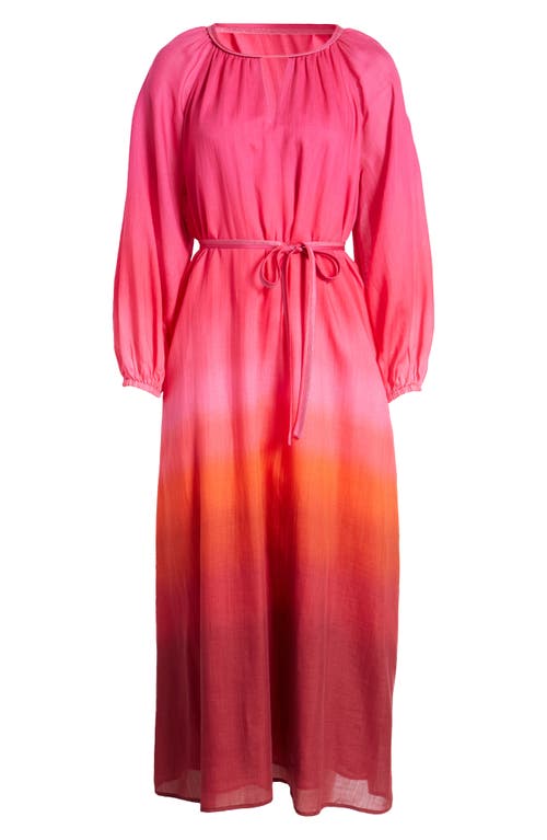 Shop Tommy Bahama Harmony Hues Long Sleeve Maxi Dress In Pink Papaya