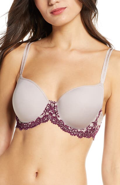 Wacoal Embrace Lace Underwire Molded Cup Bra In Sphinx/ Pickled Beet