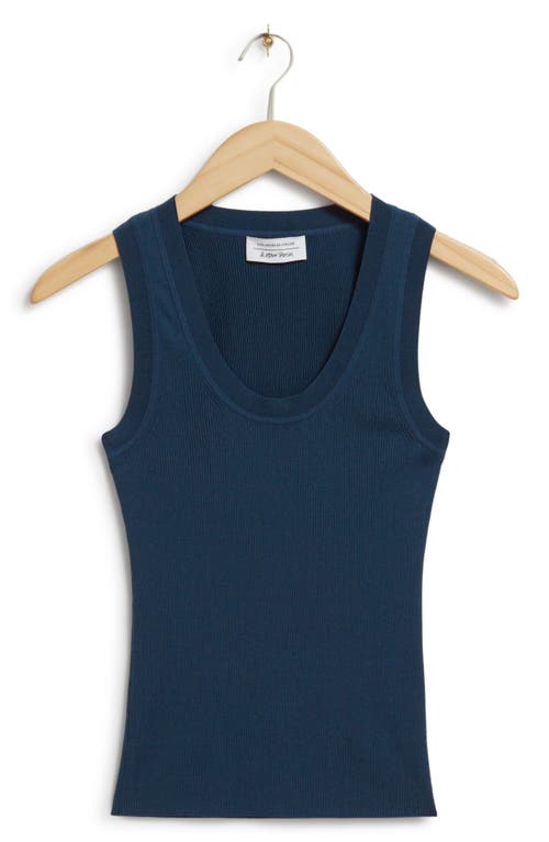 & Other Stories Scoop Neck Rib Sweater Tank in Navy