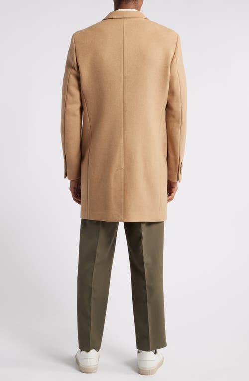 Shop Open Edit Felted Wool Blend Topcoat In Camel