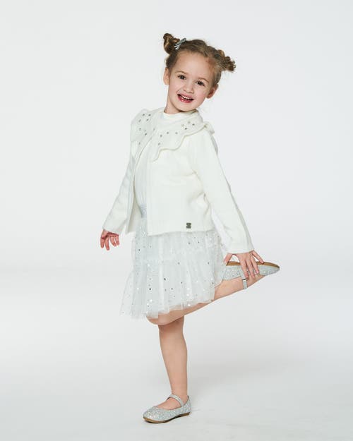 DEUX PAR DEUX DEUX PAR DEUX LITTLE GIRL'S SUPER SOFT BRUSHED MOCK NECK TOP OFF WHITE