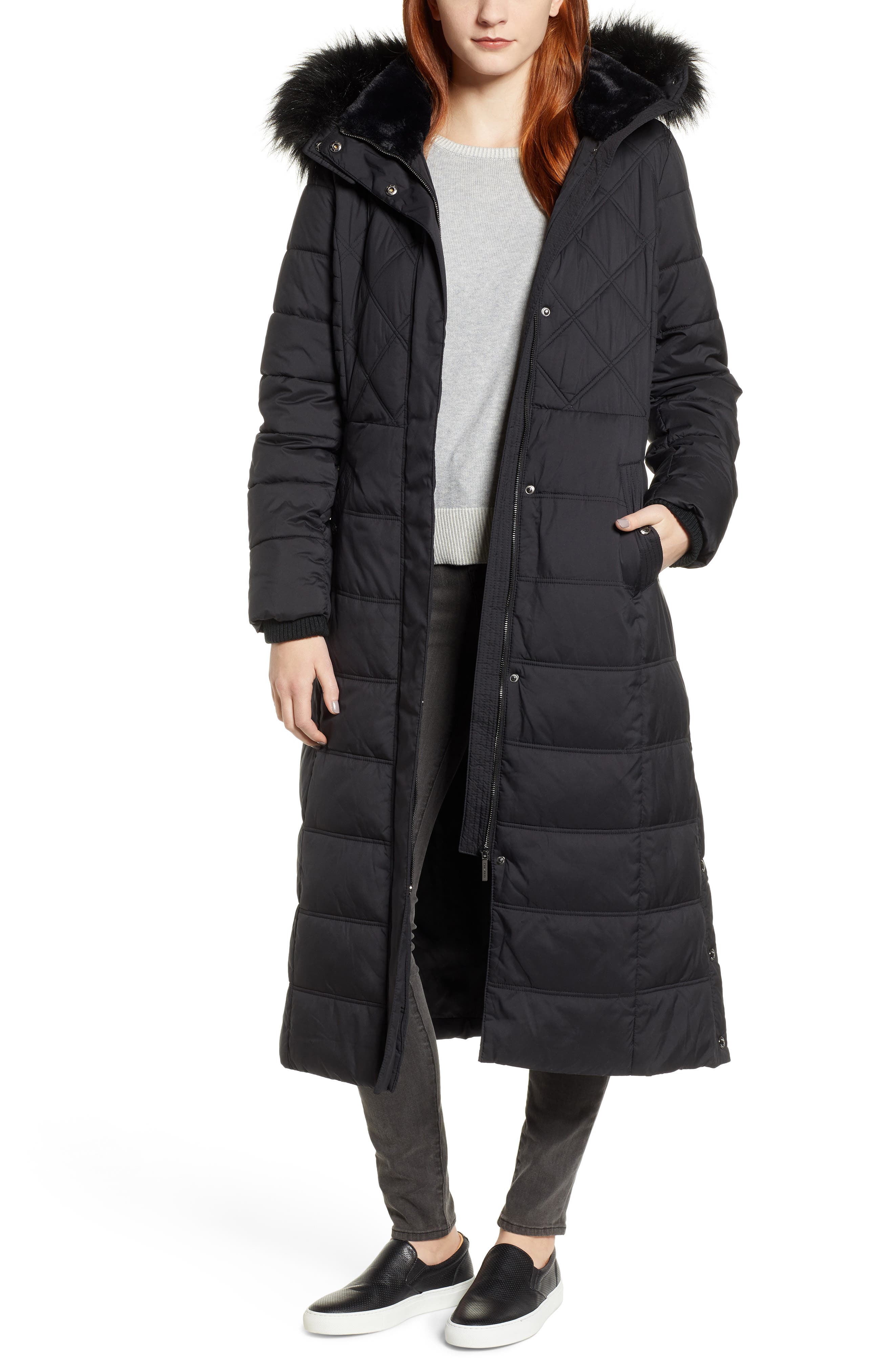 hooded long quilted coat bernardo